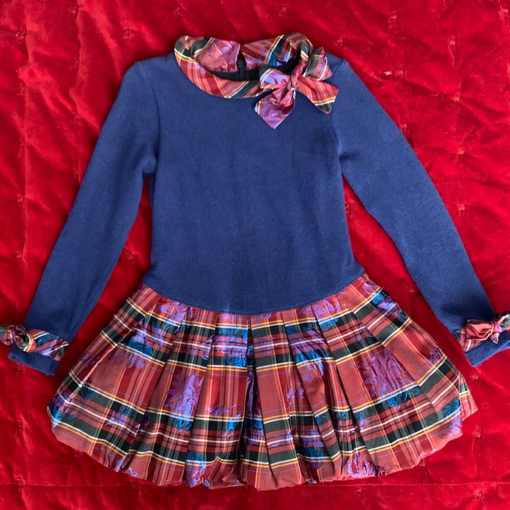 Val Max girl blue plaid foil dress 6
